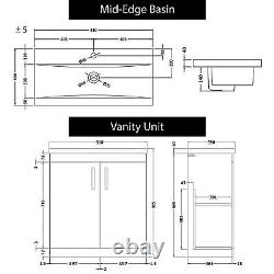 Bathroom Vanity Unit Indigo Grey Gloss 2-Door Basin Cabinet Furniture Suite WC B