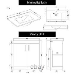 Bathroom Vanity Unit Indigo Grey Gloss 2-Door Basin Cabinet Furniture Suite WC B