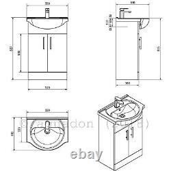 Bathroom Vanity Unit Kass 550mm Sink Basin Cloakroom Furniture Storage Cabinet