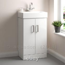 Bathroom Vanity Unit Minimalist Wall Hung & Floor Cubix Compact Gloss White