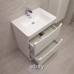 Bathroom Vanity Unit Modern Basin Sink Unit 2 Drawer Storage Cabinets