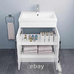 Bathroom Vanity Unit Modern Storage Cabinet Furniture Basin Gloss 600mm White