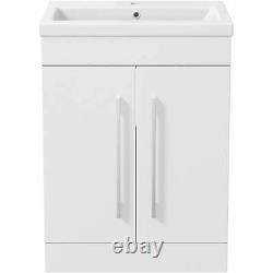 Bathroom Vanity Unit Modern Storage Cabinet Furniture Basin Gloss 600mm White
