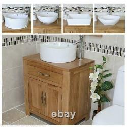 Bathroom Vanity Unit Oak Cabinet Furniture Wash Stand White Ceramic Basin 502 A