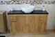 Bathroom Vanity Unit Oak Cabinet Wash Stand Black Quartz & Ceramic Basin 1161