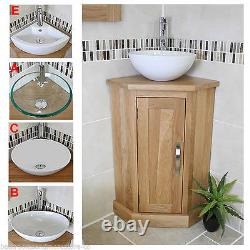 Bathroom Vanity Unit Oak Sink Cabinet Ceramic Wash Basin Tap & Plug Included