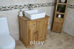 Bathroom Vanity Unit Oak Sink Cabinet Wash Basin Tap Option & Plug Included