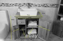 Bathroom Vanity Unit Oak Sink Cabinet Wash Basin Tap Option & Plug Included