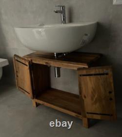 Bathroom Vanity Unit Rustic Solid Wood Under Sink Basin Industrial Door Cabinet