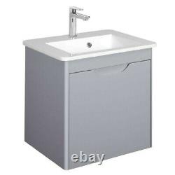 Bathroom Vanity Unit Single Drawer Wall Hung 500mm Grey Crosswater Solo