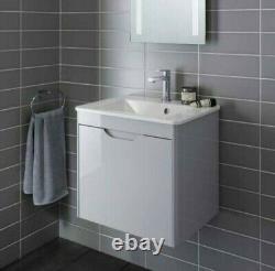 Bathroom Vanity Unit Single Drawer Wall Hung 500mm Grey Crosswater Solo