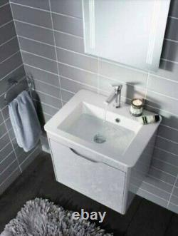 Bathroom Vanity Unit Single Drawer Wall Hung 500mm Grey Crosswater Solo