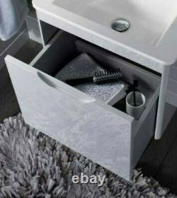 Bathroom Vanity Unit Single Drawer Wall Hung 500mm Grey Crosswater Solo