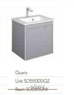 Bathroom Vanity Unit Single Drawer Wall Hung 500mm Grey Crosswater Solo