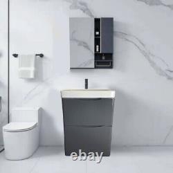 Bathroom Vanity Unit Sink 500 600 700 800mm Floor Cabinet Grey Basin Waste