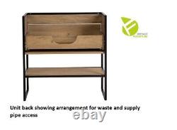 Bathroom Vanity Unit Sink 800 Cabinet Black Steel Oak Brooklyn