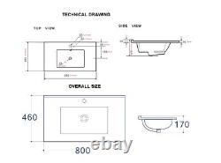 Bathroom Vanity Unit Sink 800 Cabinet Black Steel Oak Brooklyn