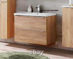 Bathroom Vanity Unit Sink 800 Wall Hung Cabinet Oak Capri