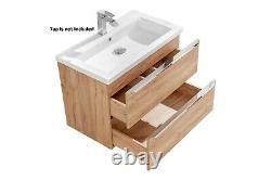 Bathroom Vanity Unit Sink 800 Wall Hung Cabinet Oak Capri