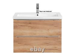 Bathroom Vanity Unit Sink 800 Wall Hung Cabinet Oak Capri