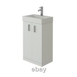 Bathroom Vanity Unit & Sink Basin 450mm Small Cloakroom Compact Gloss White