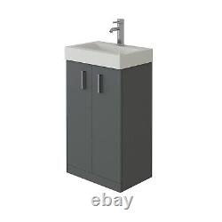 Bathroom Vanity Unit & Sink Basin 450mm Small Cloakroom Storage Anthracite Grey