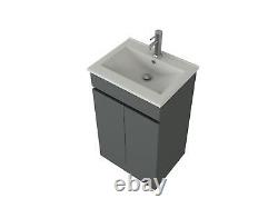 Bathroom Vanity Unit Sink Basin 500 Anthracite Grey Floor Standing Storage