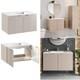 Bathroom Vanity Unit Sink Basin 800mm Modern Wall Hung Cabinet Fluted Beige Cama