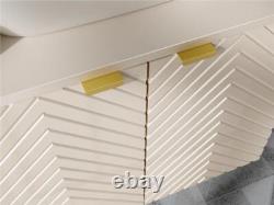 Bathroom Vanity Unit Sink Basin 800mm Modern Wall Hung Cabinet Fluted Beige Cama
