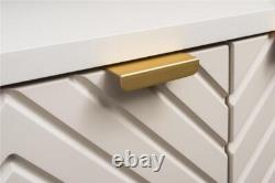 Bathroom Vanity Unit Sink Basin 800mm Modern Wall Hung Cabinet Fluted Beige Cama