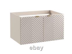 Bathroom Vanity Unit Sink Basin 800mm Modern Wall Hung Cabinet Fluted Beige Cama