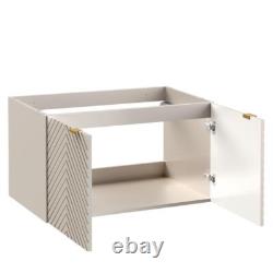 Bathroom Vanity Unit Sink Basin 800mm Modern Wall Hung Cabinet Fluted Beige Cama
