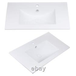 Bathroom Vanity Unit Sink Basin 800mm Modern Wall Hung Cabinet Fluted Beige Cama