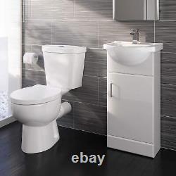 Bathroom Vanity Unit Sink Basin Close Couplet Toilet WC Unit Cloakroom Gloss Whi