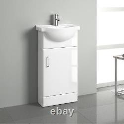 Bathroom Vanity Unit Sink Basin Close Couplet Toilet WC Unit Cloakroom Gloss Whi