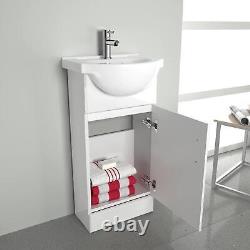 Bathroom Vanity Unit Sink Basin Close Couplet Toilet WC Unit Cloakroom Gloss Whi