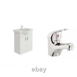 Bathroom Vanity Unit & Sink Basin Furniture & Mono Chrome Mixer Tap 650 White