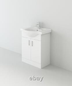 Bathroom Vanity Unit & Sink Basin Furniture & Mono Chrome Mixer Tap 650 White