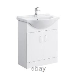Bathroom Vanity Unit & Sink Basin Furniture & Mono Chrome Mixer Tap 650 White