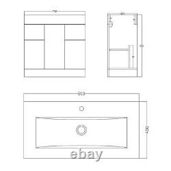 Bathroom Vanity Unit & Sink Basin Furniture Set 800mm White Waterfall Mixer Tap