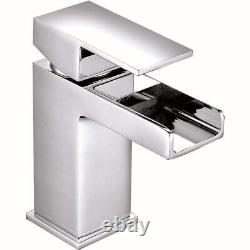 Bathroom Vanity Unit & Sink Basin Furniture Set 800mm White Waterfall Mixer Tap