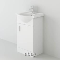 Bathroom Vanity Unit & Sink Basin Mars 450mm Storage Floor Standing Gloss White