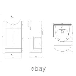 Bathroom Vanity Unit & Sink Basin Mars 450mm Storage Floor Standing Gloss White