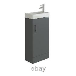Bathroom Vanity Unit & Sink Basin Mini 400mm Storage Cloakroom Anthracite Grey