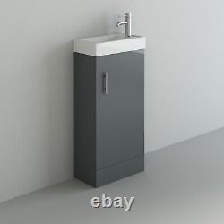 Bathroom Vanity Unit & Sink Basin Mini 400mm Storage Cloakroom Anthracite Grey