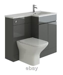 Bathroom Vanity Unit & Sink Basin Neptune Grey L Set 600/500mm Toilet WC