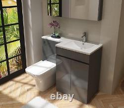 Bathroom Vanity Unit & Sink Basin Neptune Grey L Set 600/500mm Toilet WC