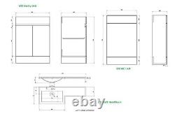 Bathroom Vanity Unit & Sink Basin Neptune Grey L Set 600/500mm Toilet WC