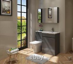 Bathroom Vanity Unit & Sink Basin Neptune Grey L Set 600/500mm Toilet WC