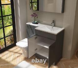 Bathroom Vanity Unit & Sink Basin Neptune Grey L Set 600/500mm Toilet WC